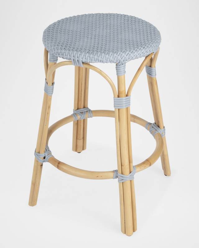 Tobias 24" Rattan Counter Stool, Baby Blue